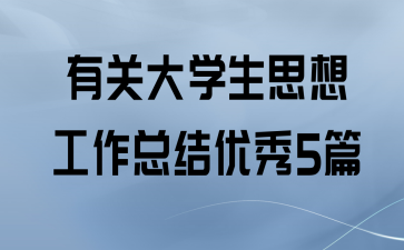 有关大学生思想工作总结优秀5篇