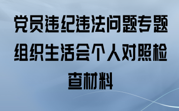 党员违纪违法问题专题组织生活会个人对照检查材料